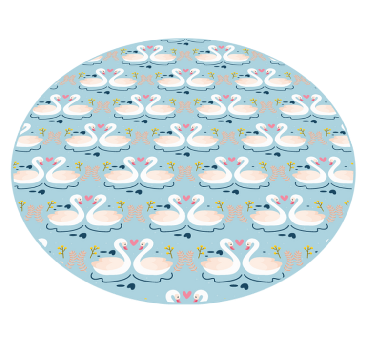 Albastru deschis cu covor circular de lebede - TenStickers