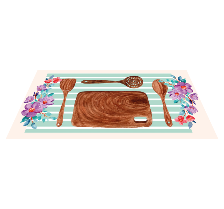 Covor de vinil pentru bucătărie accesorii florale - TenStickers