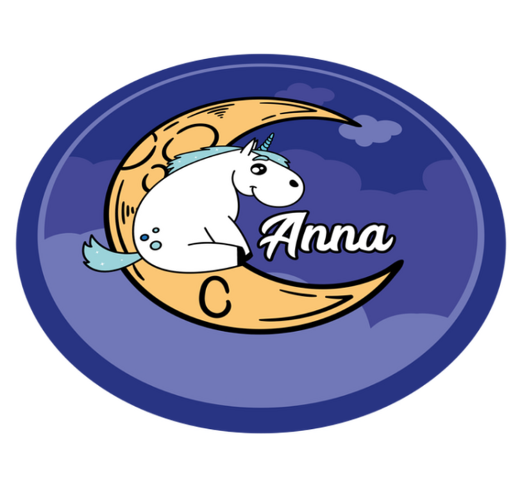 Alții covor de vinil unicorn personalizat pe lună - TenStickers