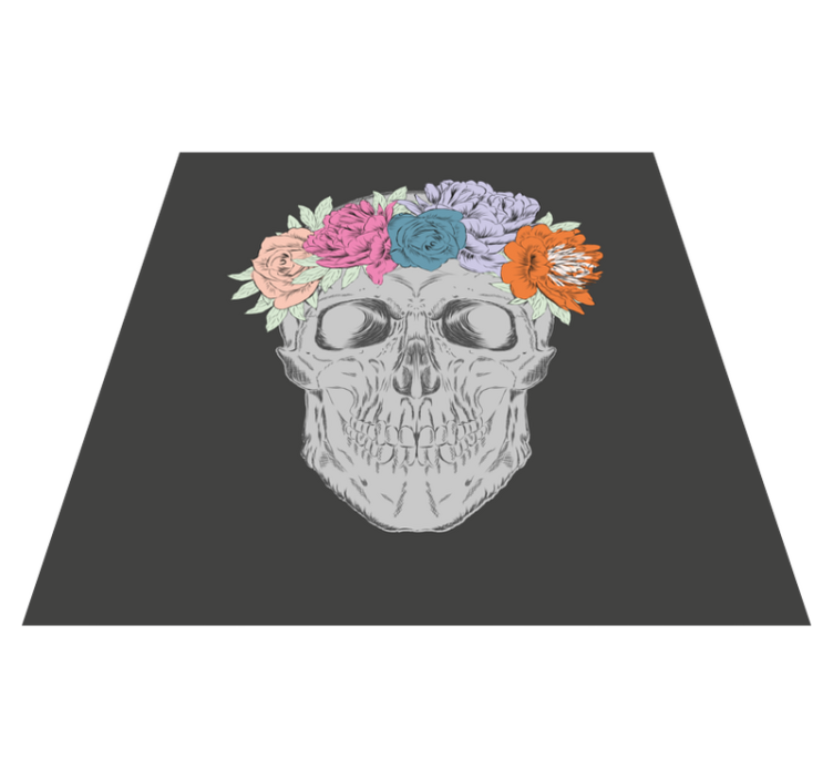 Covor de vinil Adolescenți artă florală cu craniu - TenStickers