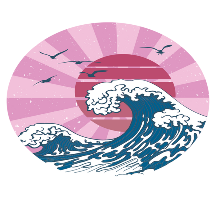 Covor de vinil geometric valul roz din kanagawa - TenStickers