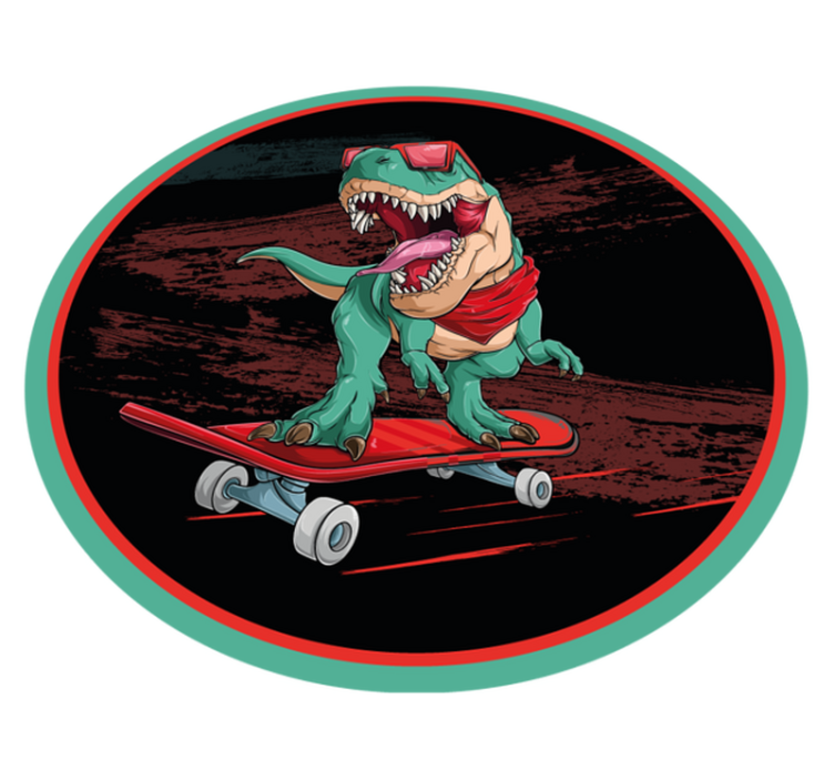 Covor de vinil Adolescenți dinozaur cool de skateboarding - TenStickers