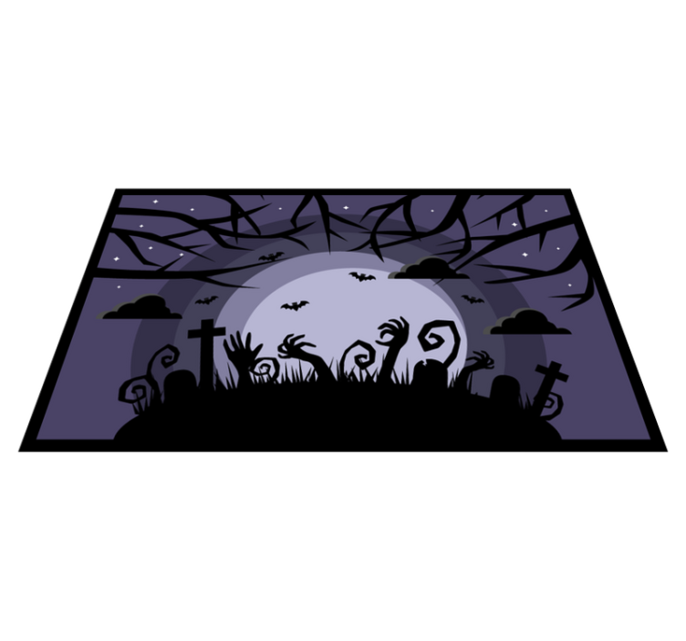 Covor de vinil Halloween scenă înfricoșătoare de cimitir - TenStickers