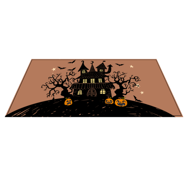 Covor de vinil Halloween scenă cu casă bântuită - TenStickers