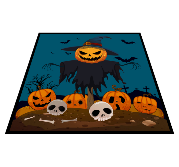 Covor de vinil Halloween scenă cu dovleac bântuitor - TenStickers
