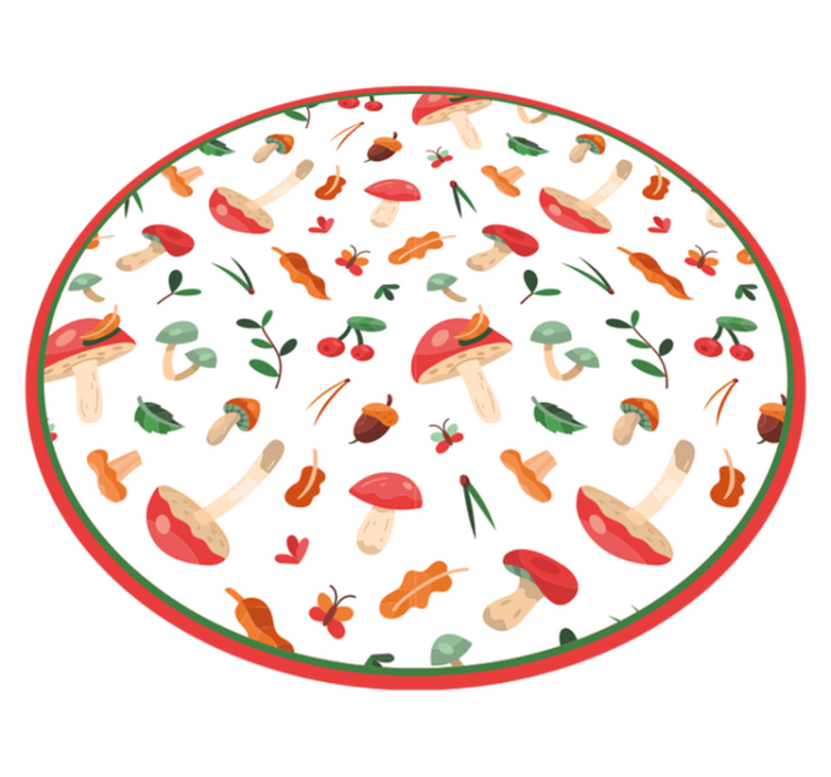 Covor vinil flori și plante motiv floral cu ciuperci - TenStickers