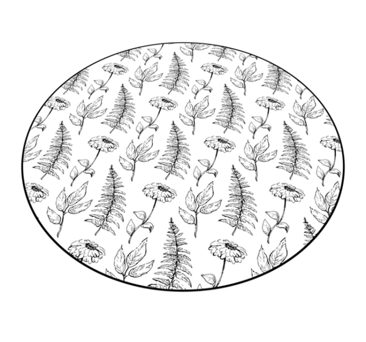 Covoruri vinil rotund contur floral negru - TenStickers