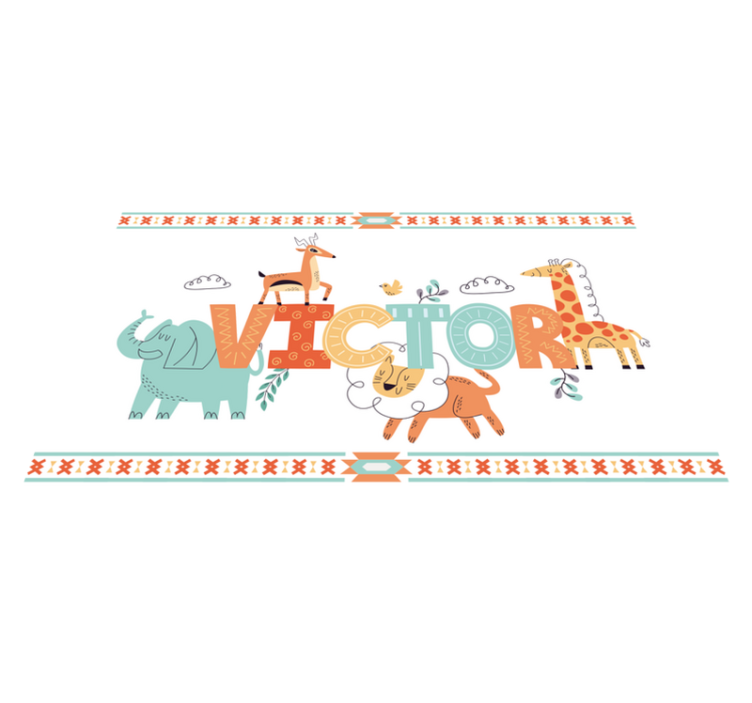Covor de vinil cu nome temă safari personalizată - TenStickers