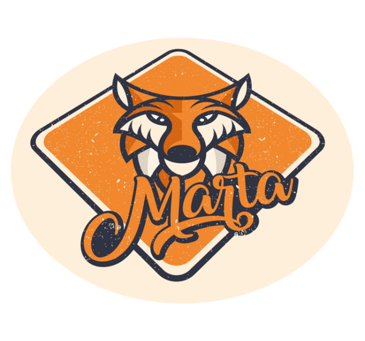 Covor de vinil cu nome vulpe inteligentă personalizabilă - TenStickers