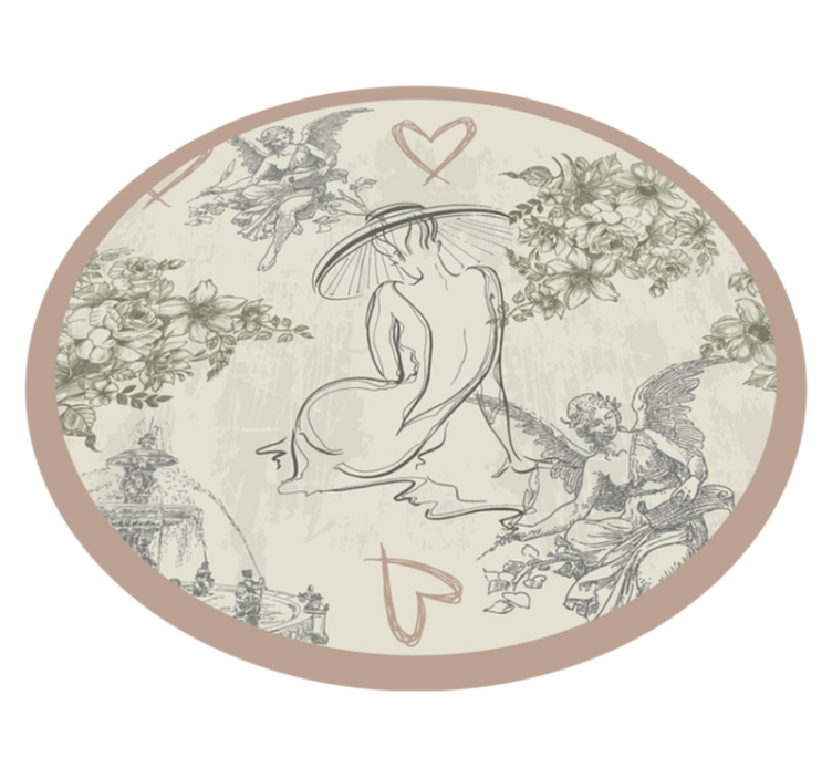 Covor de vinil epocă motiv floral îngeresc circular - TenStickers