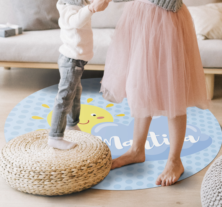 Soare și nori cu nume mat personalizat - TenStickers