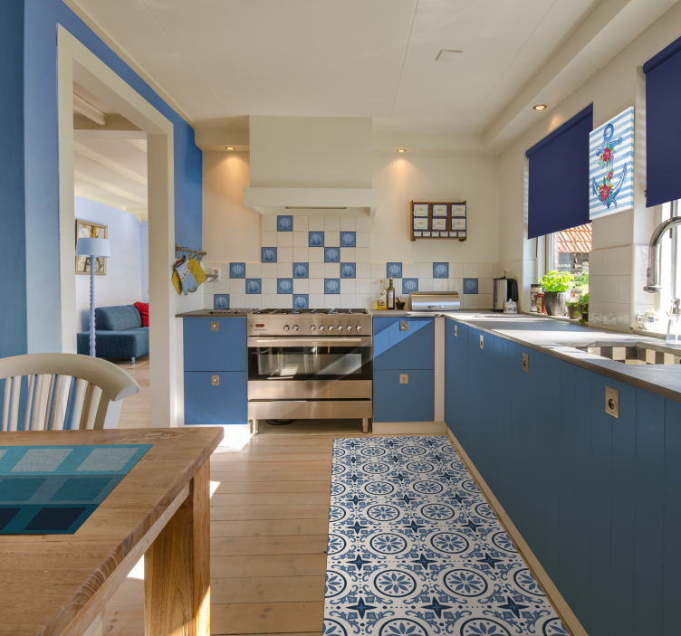 Covor vinil efect de țiglă model nautic albastru - TenStickers