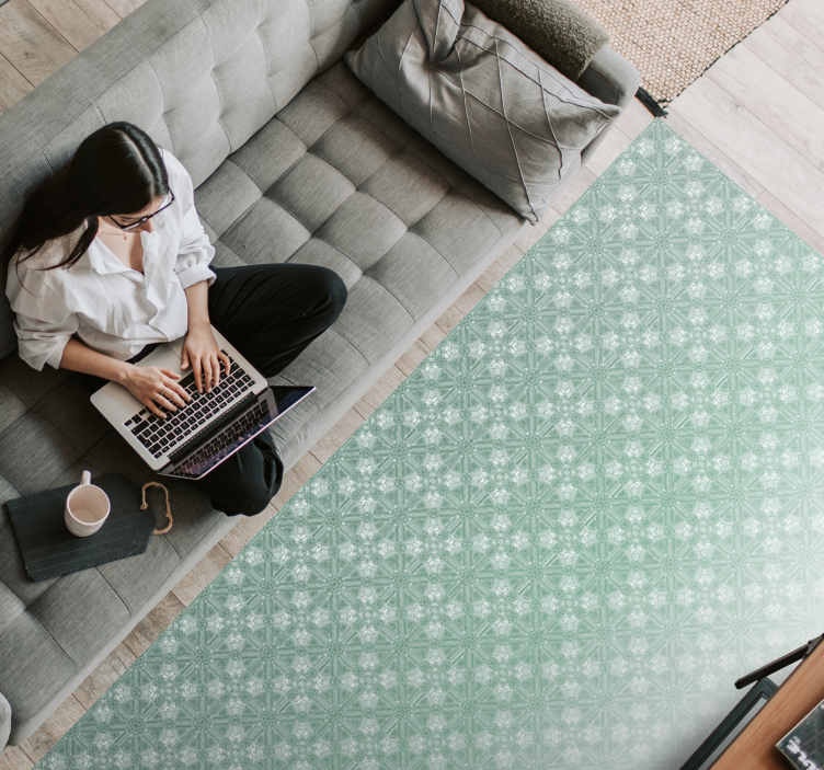 Covor vinil dormitor modele verde mentă - TenStickers