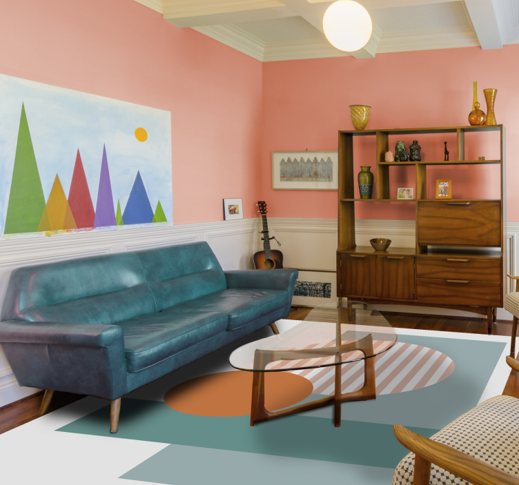 Covor vinil modern cercuri geometrice însorite - TenStickers