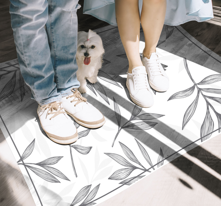 Frunze gri pe fundal alb covor de vinil - TenStickers