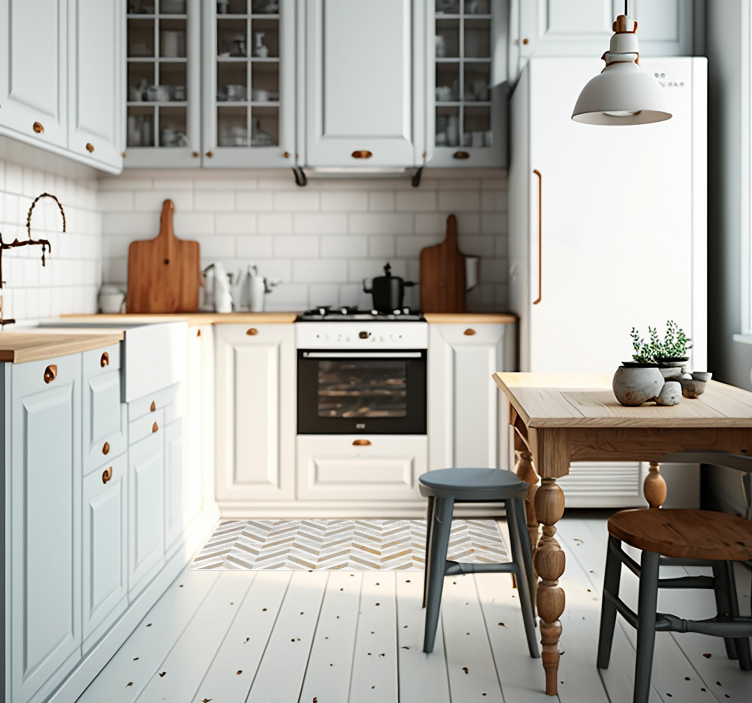 Pardoseală din piatră de bucătărie marmură albă mată - TenStickers