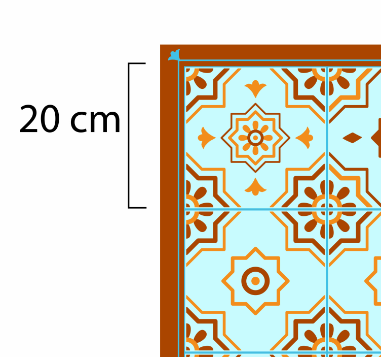 Covor din vinil cu plăci de mozaic portocaliu și albastru - TenStickers