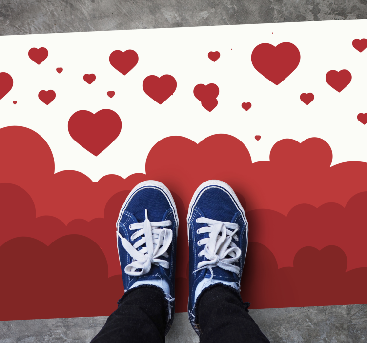 Covor vinil dormitor model de inimă roșie nor - TenStickers