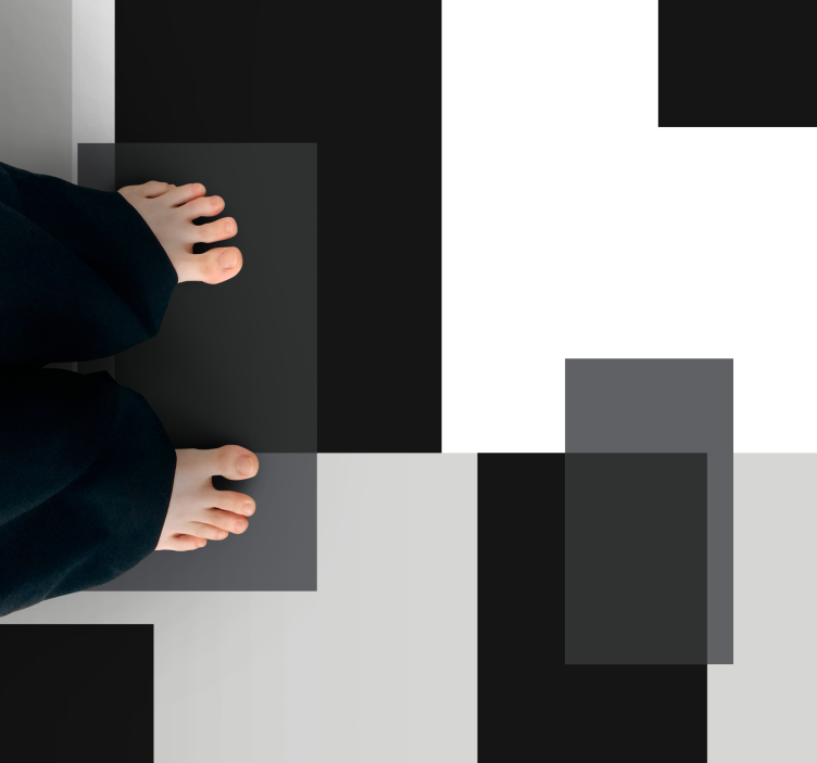 Covor pătrat din vinil blocuri de culoare alb-negru - TenStickers