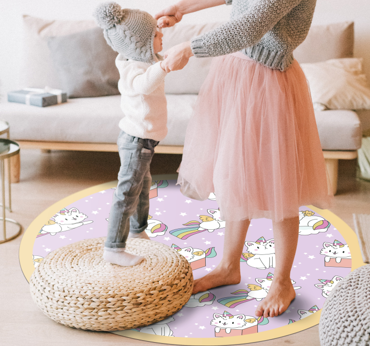 Alții covor de vinil aventura pisici unicorn - TenStickers