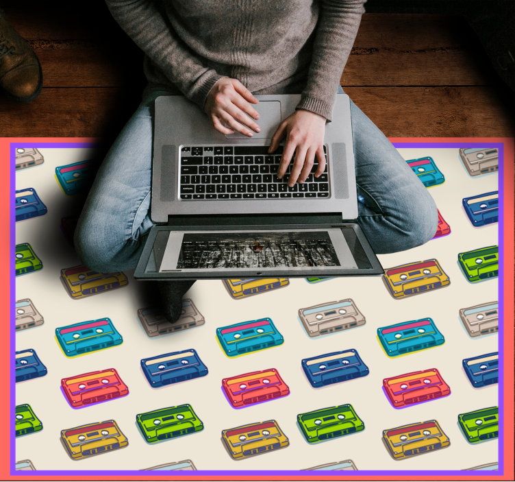 Covor de vinil epocă casete audio colorate - TenStickers