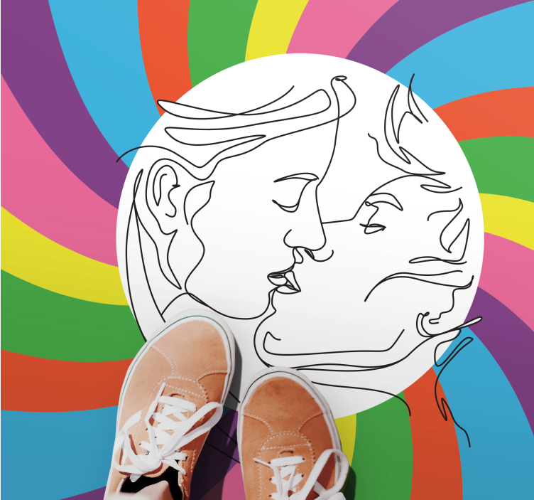 Alții covor de vinil silueta de sărut colorată - TenStickers