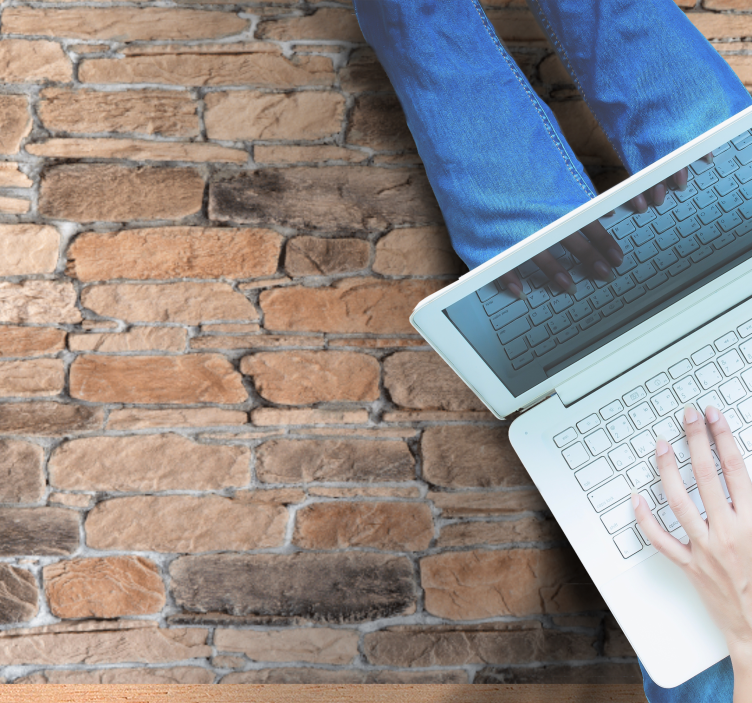 Covor de piatră maro deschis cărămizi model rustic - TenStickers