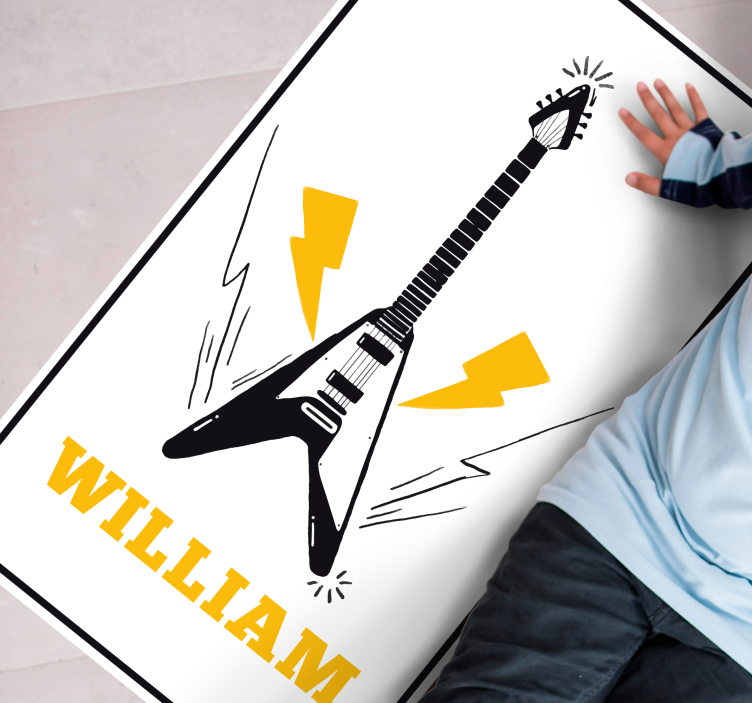 Covor de dormitor cu nume de chitară electrică desenat manual - TenStickers