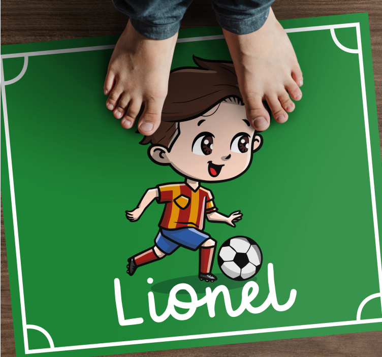 Copil fotbalist cu nume covoras personalizat - TenStickers