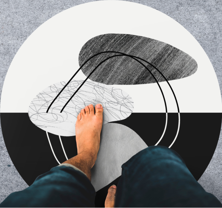 Covor modern cu abstracție din piatră alb-negru - TenStickers