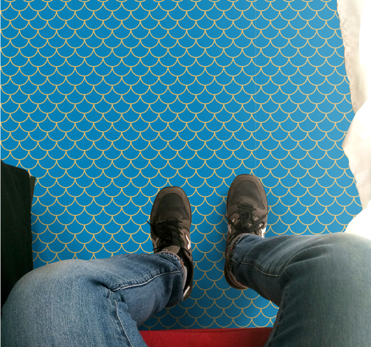 Solzi de pește albastru model pardoseală baie - TenStickers