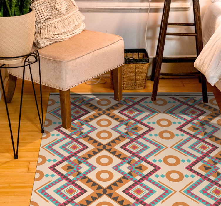 Covor etnic cu model de diamante multicolore - TenStickers