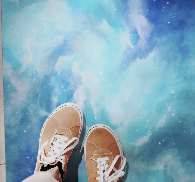 Covor albastru aquarelle modern din vinil - TenStickers