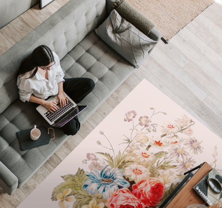 Buchet bujor decor covor floral - TenStickers