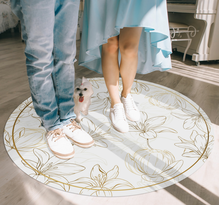 Covor floral cu flori aurii - TenStickers