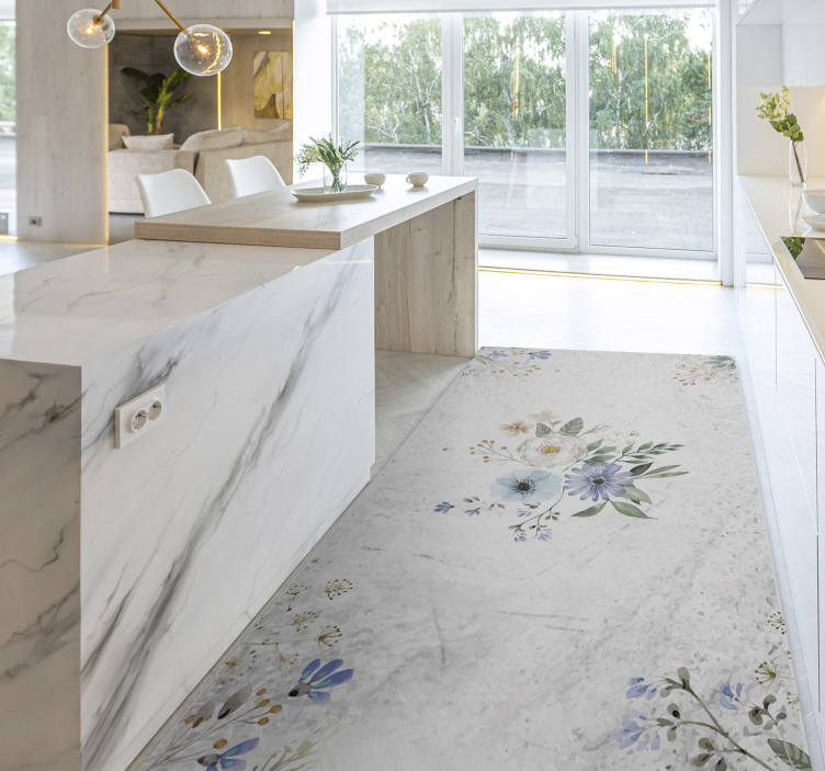 Covor vinil retro flori pentru bucatarie - TenStickers