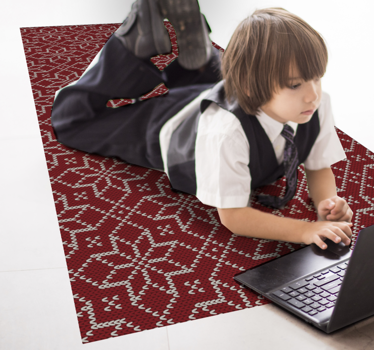 Covor de vinil de crăciun fulgi de zăpadă roșu și alb - TenStickers