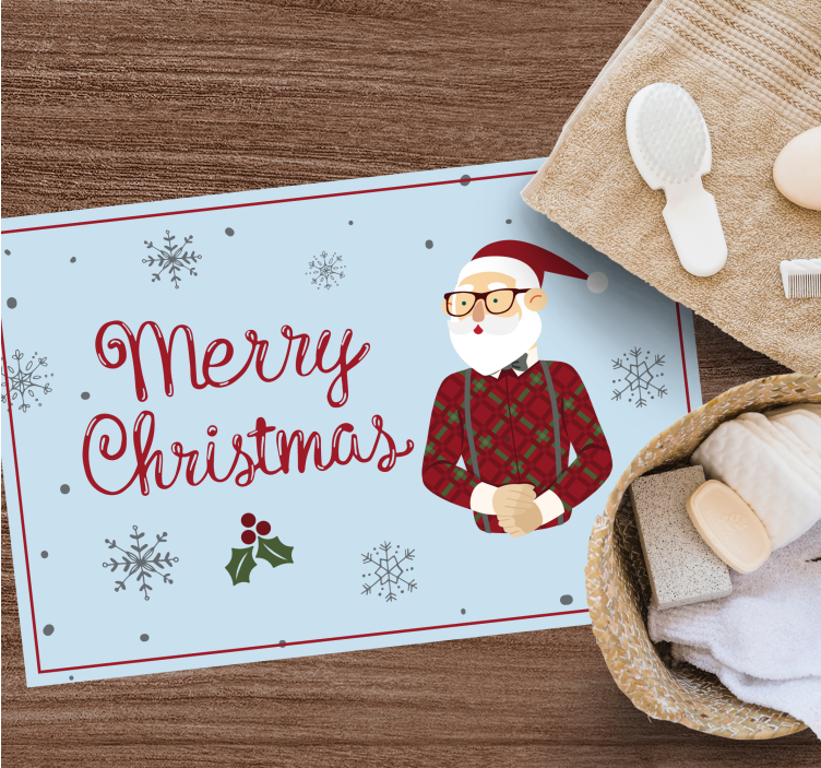 Fericit hipster de crăciun covor de vinil de crăciun - TenStickers