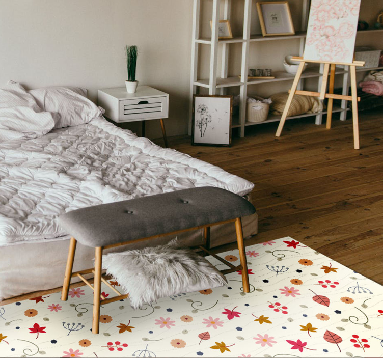 Covor floral cu frunze de bulin - TenStickers