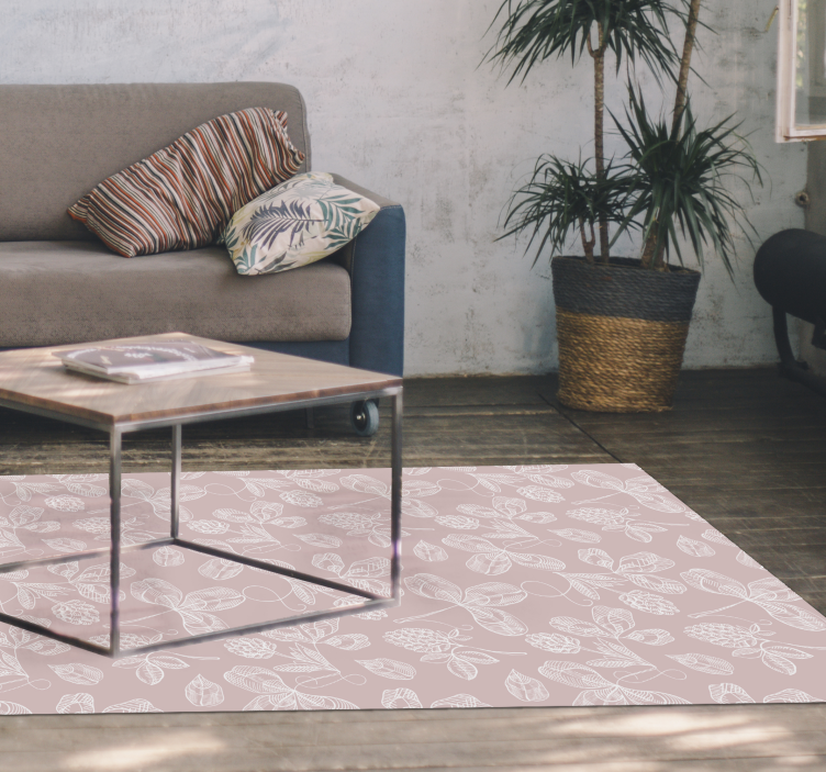 Covor floral din vinil cu frunze roz - TenStickers