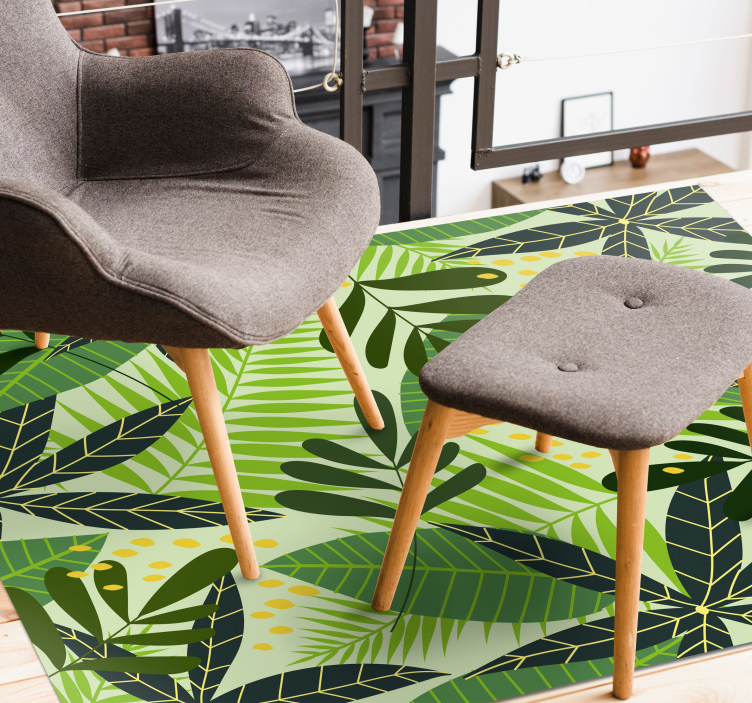 Frunze verzi design covor floral - TenStickers