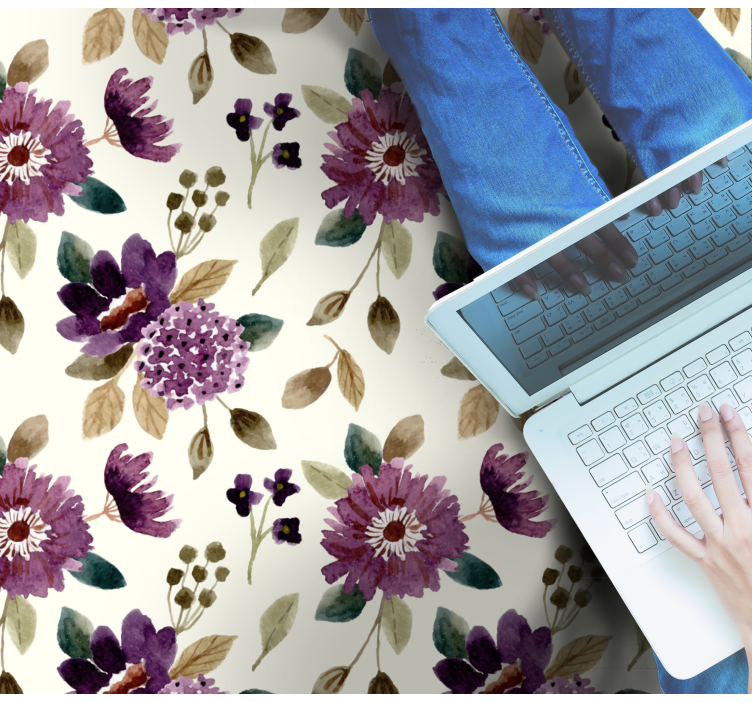 Covor floral mov și verde - TenStickers