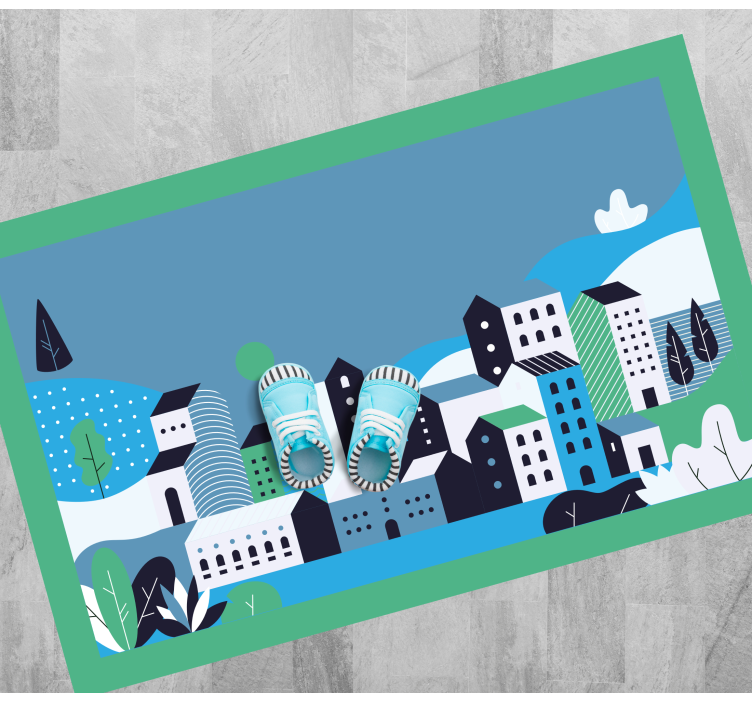 Alții covor de vinil peisaj urban albastru - TenStickers