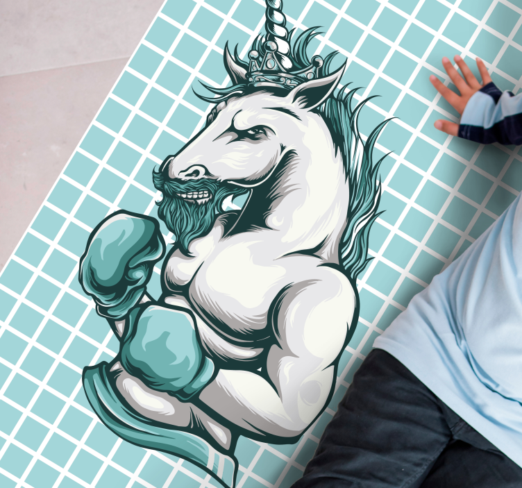 Covor de vinil Adolescenți ilustrație de unicorn de box - TenStickers
