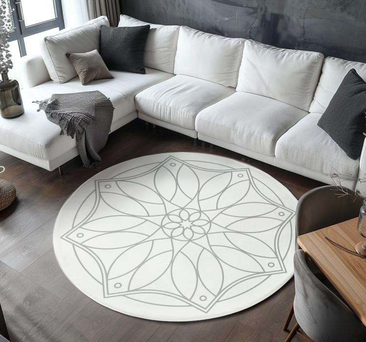 Covor de vinil alb design mandala - TenStickers