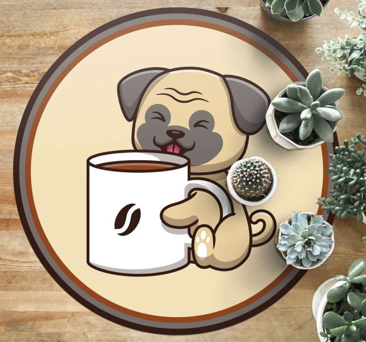 Covor de vinil cafea pug animal - TenStickers