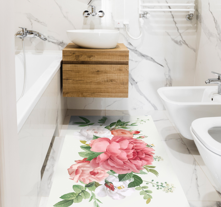 Covor floral din vinil cu flori și trandafiri - TenStickers