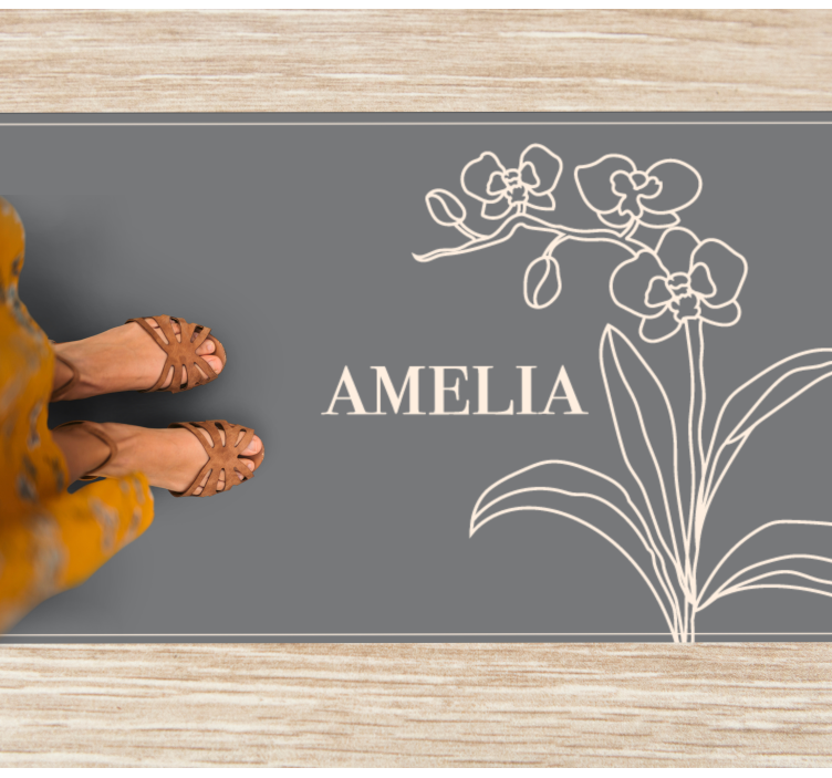 Covor de vinil cu nome florale elegante personalizate - TenStickers