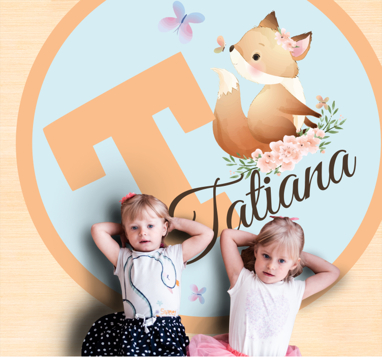 Covor de vinil cu nome ilustrație adorabilă de vulpe - TenStickers