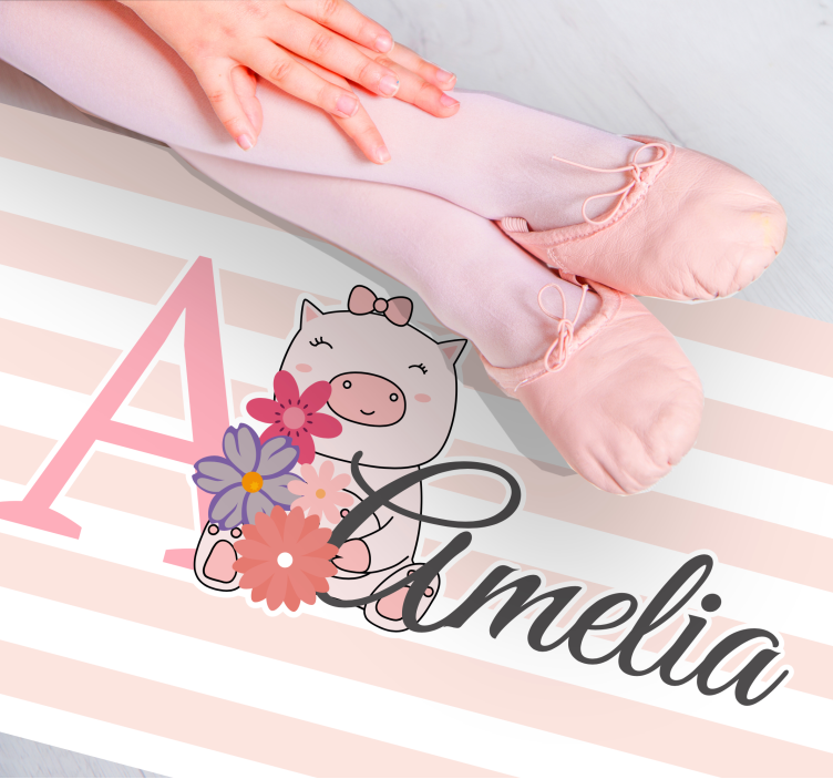 Covor de vinil cu nome ilustrație drăguță de porc - TenStickers